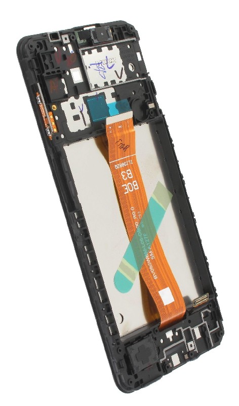 LCD ekranas Samsung A127 A12s 2021 su jutikliniu ekranu ir rėmeliu juodas originalus