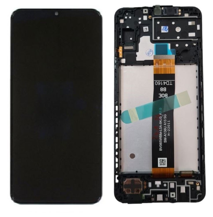LCD ekranas Samsung A136 A13 5G su jutikliniu ekranu ir rėmeliu juodas originalus (naudotas Grade B)