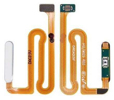 Шлейф Samsung A125 A12 A127 A12S Кнопка питания с датчиком отпечатка пальца белый Оригинал (сервисная упаковка)