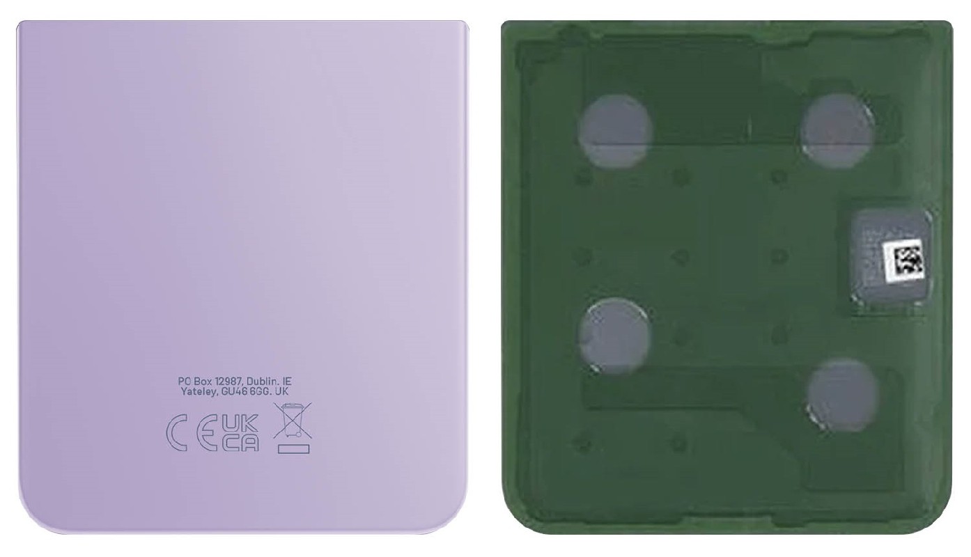 Apatinis galinis dangtelis Samsung F721 Z Flip4 5G Bora Purple (naudotas Grade B)