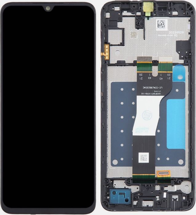LCD ekranas Samsung A057 A05S 2023 su jutikliniu ekranu ir rėmeliu juodas originalus