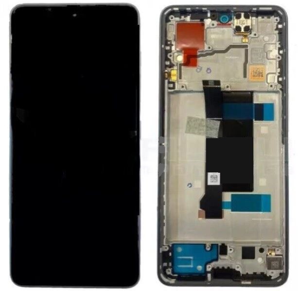 LCD ekranas Xiaomi Poco X6 5G su jutikliniu ekranu ir rėmeliu, mėlynas (suderinamas su Redmi Note 13 Pro 5G), originalus (service pack)