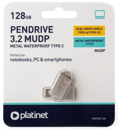 USB atminties įrenginys Platinet Metal UDP 128GB USB 3.2 + Type-C