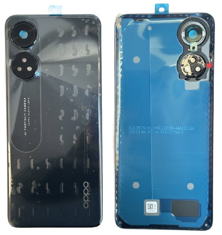Задняя крышка для Oppo Reno8 T чёрная Starlight Оригинал (б/у Grade A)