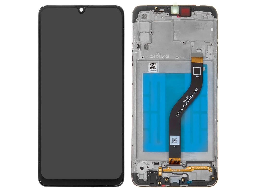 LCD ekranas Samsung A207F A20s su jutikliniu ekranu ir rėmeliu juodas originalus