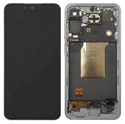 LCD ekranas Samsung A356 A35 5G su jutikliniu ekranu ir rėmeliu citrininės spalvos originalus (surinktas serviso paketas)