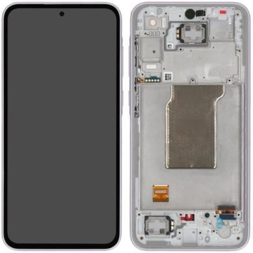 LCD ekranas Samsung A356 A35 5G su jutikliniu ekranu ir rėmeliu alyvinės spalvos originalus (surinktas serviso paketas)