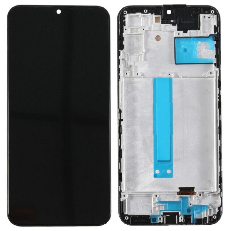 LCD ekranas Samsung A256 A25 5G su jutikliniu ekranu ir rėmeliu juodas OLED (tikro dydžio)
