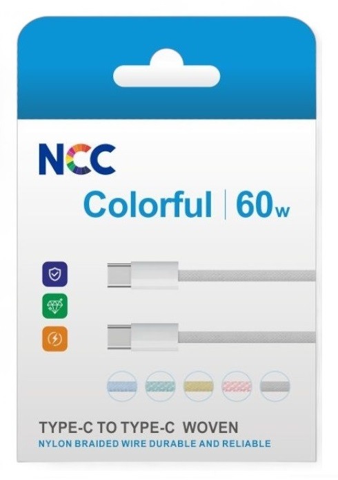 USB laidas NCC USB-C į USB-C (60W) 1m žalias