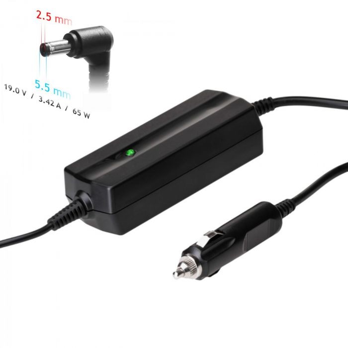 Akyga AK-ND-31 car charger for laptop (19V / 3.42A 65W 5.5 x 2.5mm) ASUS / Toshiba 1.2m