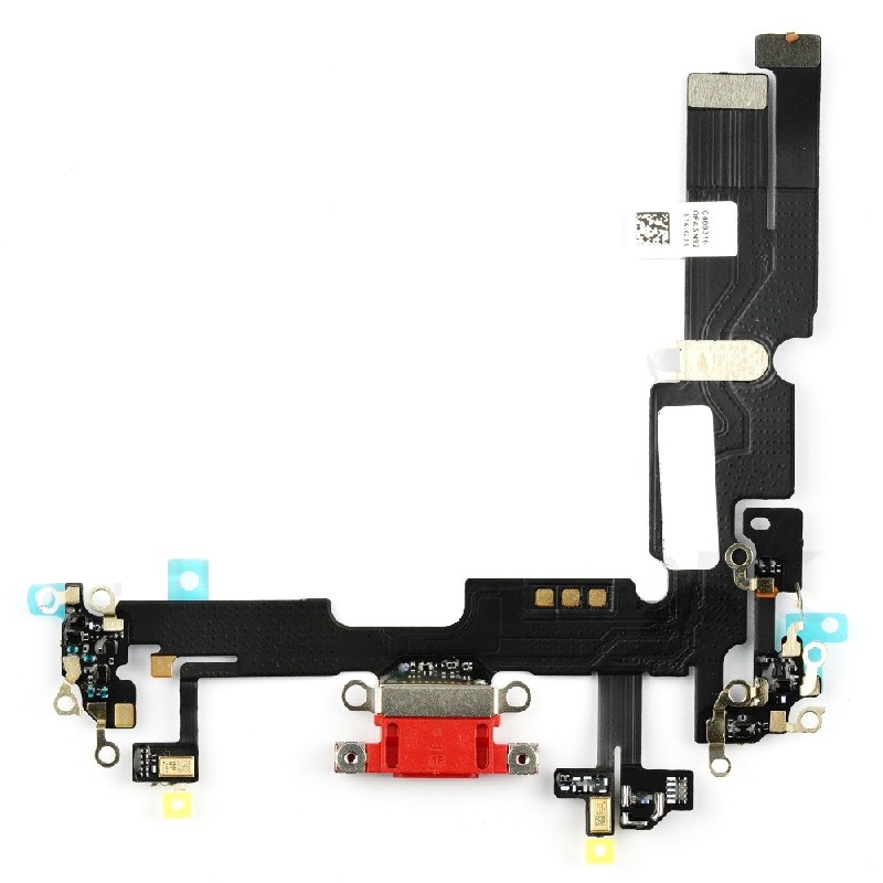 Шлейф для iPhone 14 Plus разъёма зарядки с микрофоном красный Оригинал
