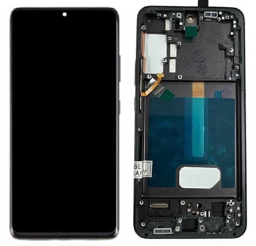 LCD ekranas Samsung S906 S22 Plus su lietimo ekranu ir rėmeliu juodas OLED (tikras dydis)