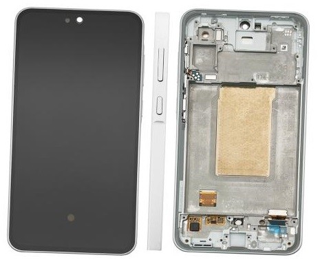 LCD ekranas Samsung A366 A36 5G su jutikliniu ekranu ir rėmeliu Awesome White originalus (surinktas serviso paketas)