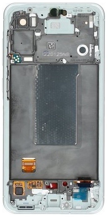 LCD ekranas Samsung A566 A56 5G su jutikliniu ekranu ir rėmu Awesome Lightgrey originalus (surinktas service pack)