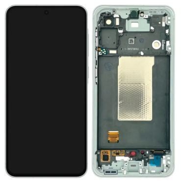 LCD ekranas Samsung A566 A56 5G su jutikliniu ekranu ir rėmu Awesome Olive originalus (surinktas service pack)