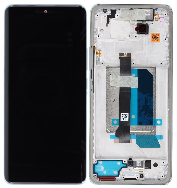 LCD ekranas Xiaomi Redmi Note 14 Pro+ 5G su lietimui jautriu ekranu su rėmu Frost Blue originalus (service pack)