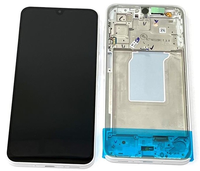 LCD ekranas Samsung A266 A26 5G su jutikliniu ekranu ir rėmeliu juodas originalus (serviso paketas)
