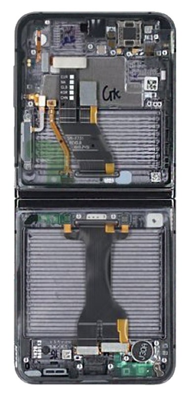 Vidurinis korpusas Samsung F731 Z Flip5 5G juodas (matinis) originalus (naudotas Grade B)