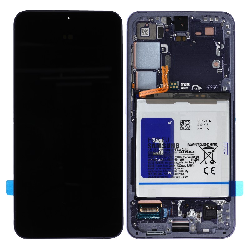 LCD ekranas Samsung S921 S24 su lietimo ekranu ir rėmeliu Cobalt Violet originalus (naudotas Grade B)