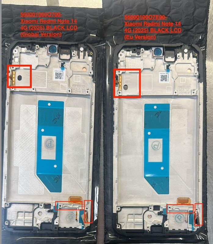 LCD ekranas Xiaomi Redmi Note 14 4G (Global, FZ4, JG1) su lietimui jautriu ekranu su rėmu juodas OLED
