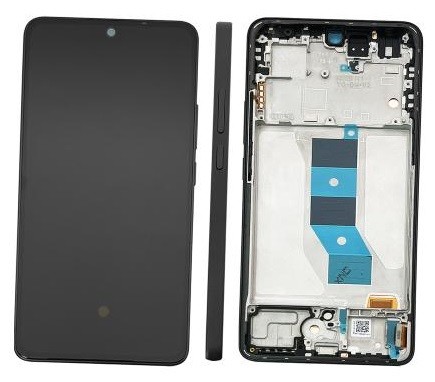 LCD ekranas Xiaomi Redmi Note 14 5G su lietimui jautriu ekranu su rėmu juodas OLED