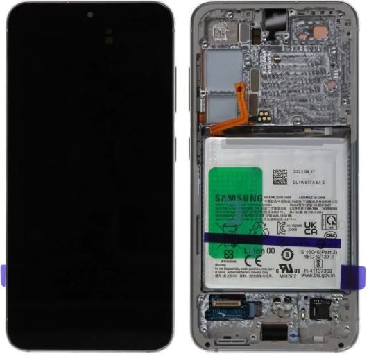 LCD экран Samsung S911 S23 5G с тачскрином с рамкой и аккумулятором Cream Оригинал (б/у Grade B)