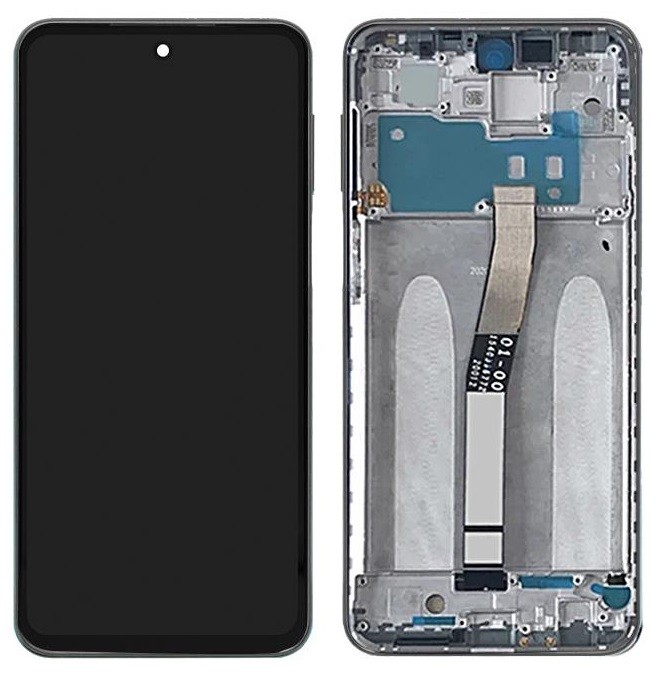 LCD ekranas Xiaomi Redmi Note 9 Pro/Note 9S su lietimui jautriu ekranu su rėmu pilkas originalus (naudotas Grade C)