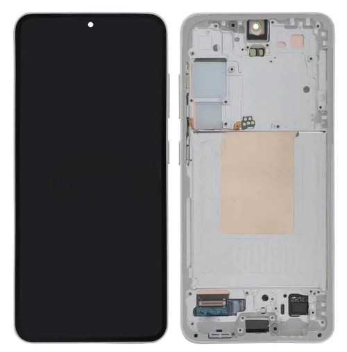 LCD ekranas Samsung S921 S24 su lietimo ekranu ir rėmeliu Marble Grey originalus (naudotas Grade A)