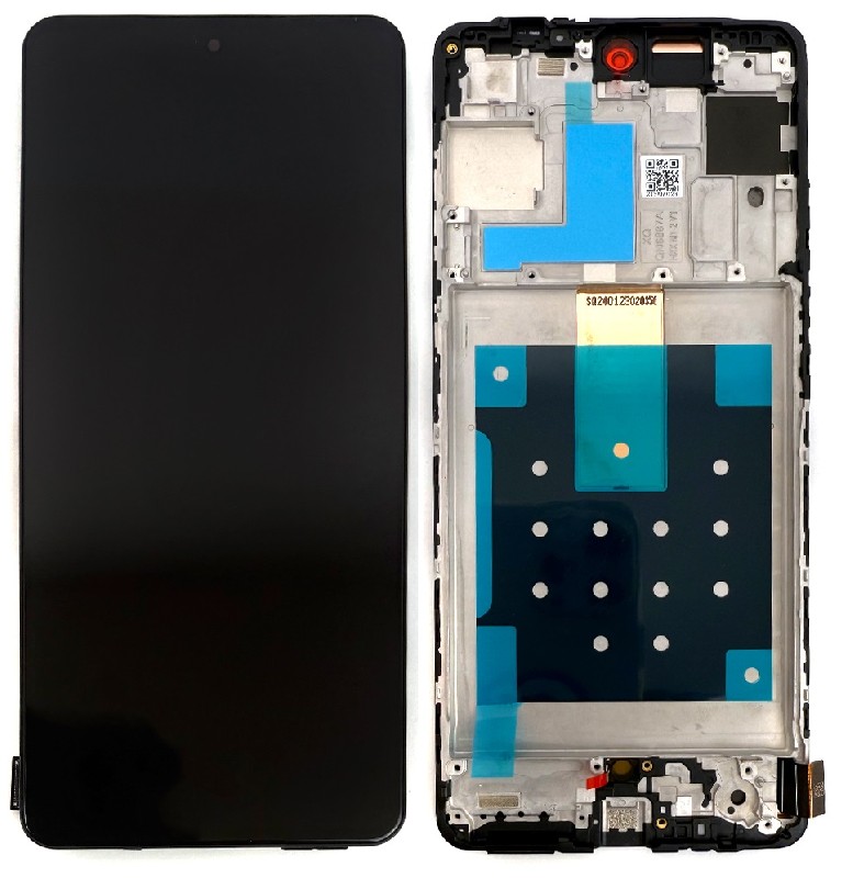 LCD ekranas Samsung M556 M55 5G su lietimo ekranu ir rėmeliu juodas OLED (tikras dydis)