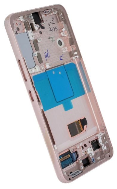 LCD ekranas Samsung S901 S22 5G su lietimo ekranu ir rėmeliu Pink Gold originalus (naudotas Grade C, be mygtukų)