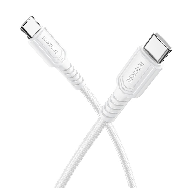 USB kabelis Borofone BX116 60W USB-C to USB-C 1.0m baltas