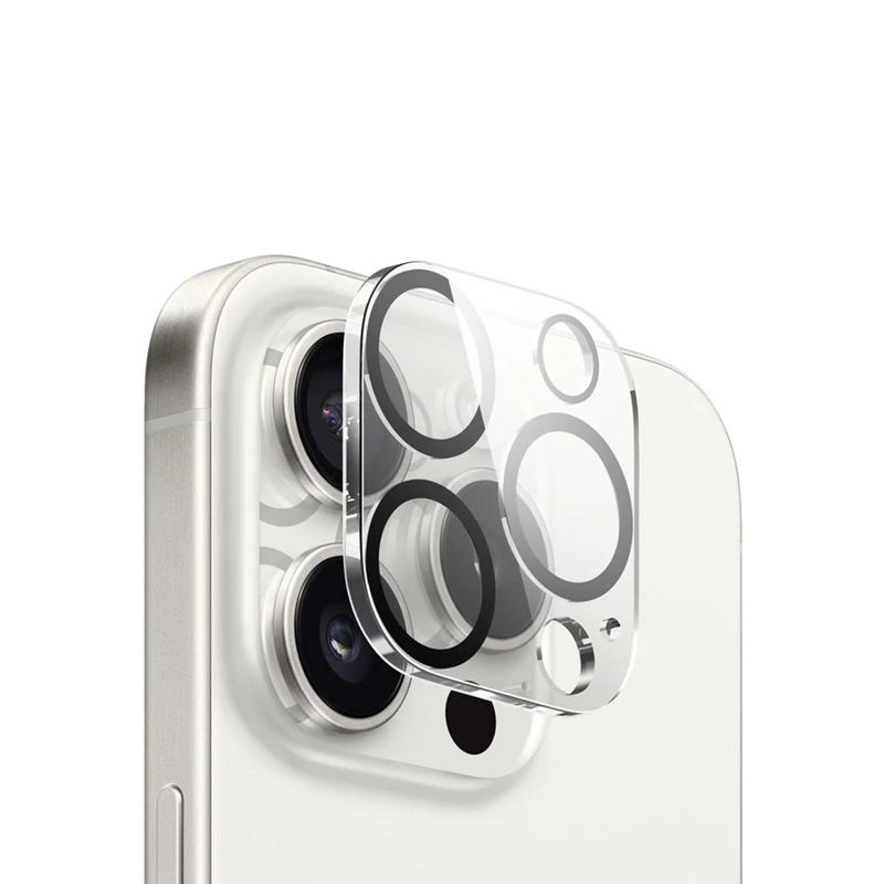 Crong Lens Shield apsauginis kamerų lęšių stiklas, skirtas iPhone 15 Pro / 15 Pro Max
