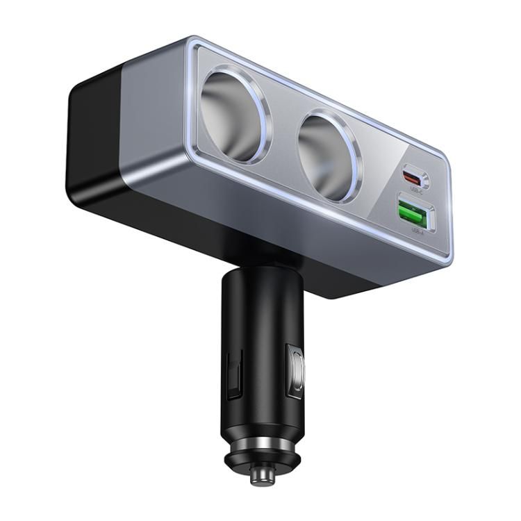 Įkroviklis automobilinis Hoco (Z65B) (1xUSB; 1xUSB-C; 2 x Lighter splitter ) juodas