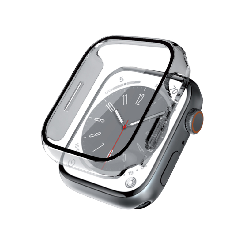 Crong Hybrid Watch Case apsauginis dėklas su integruotu stiklu, skirtas Apple Watch 44 mm, skaidrus