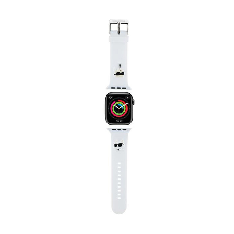Karl Lagerfeld 3D Rubber Karl ir Choupette Heads dirželis baltas skirtas Apple Watch 42/44/45/49mm