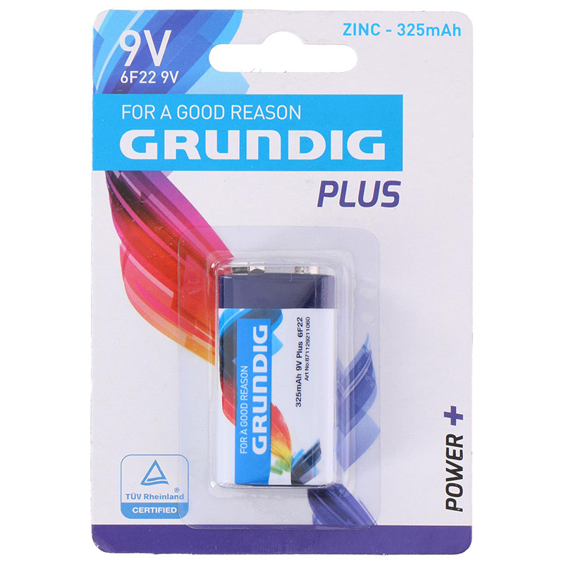 Grundig 6F22 9 V cinko baterija, 325 mAh