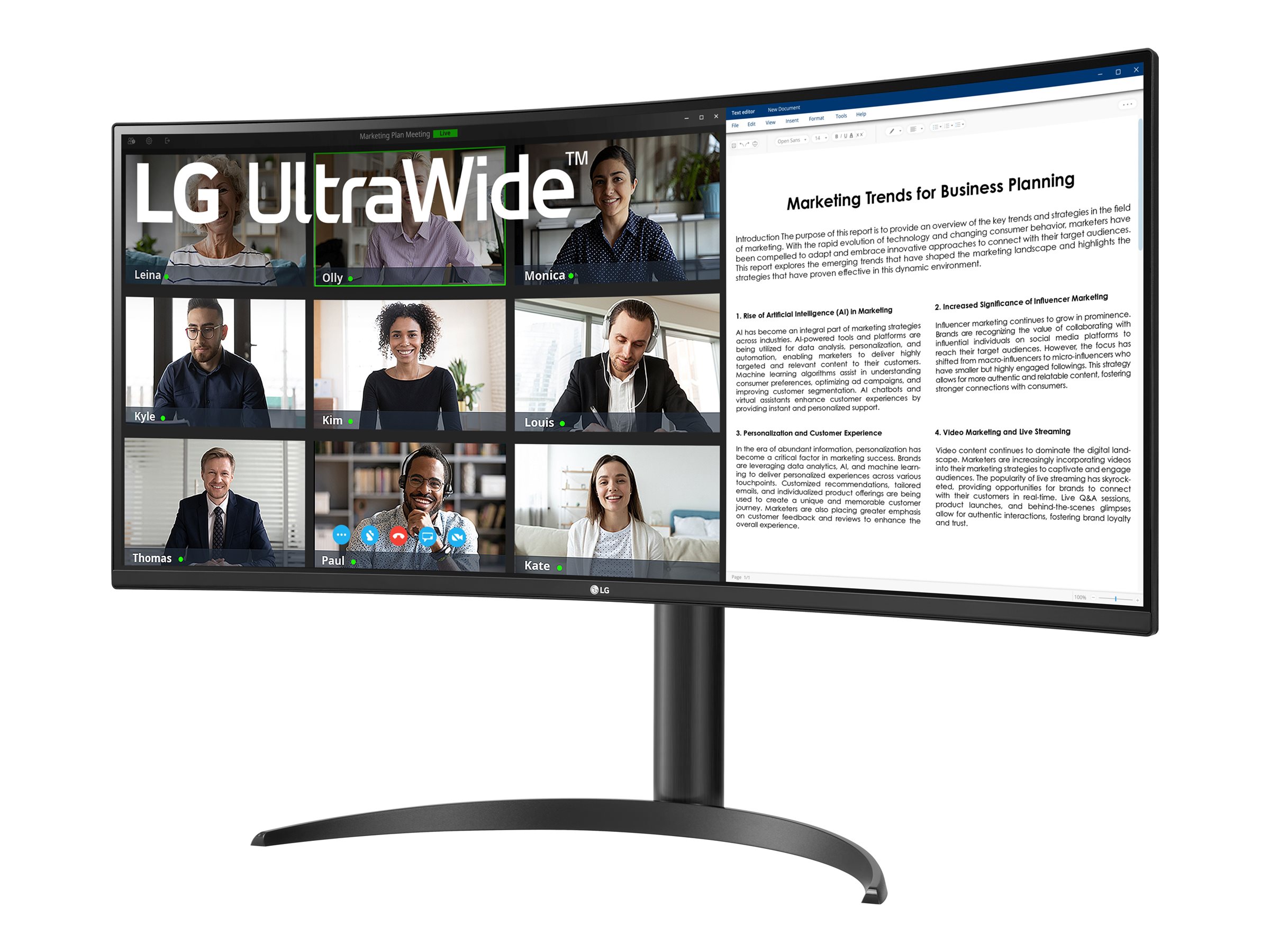 Monitorius LG 34" Wide QHD 3440x1440 21:9 VA 100Hz išlenktas juodas