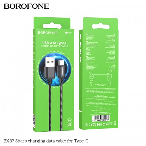Кабель Borofone "BX87" чёрный Type-C 100 см