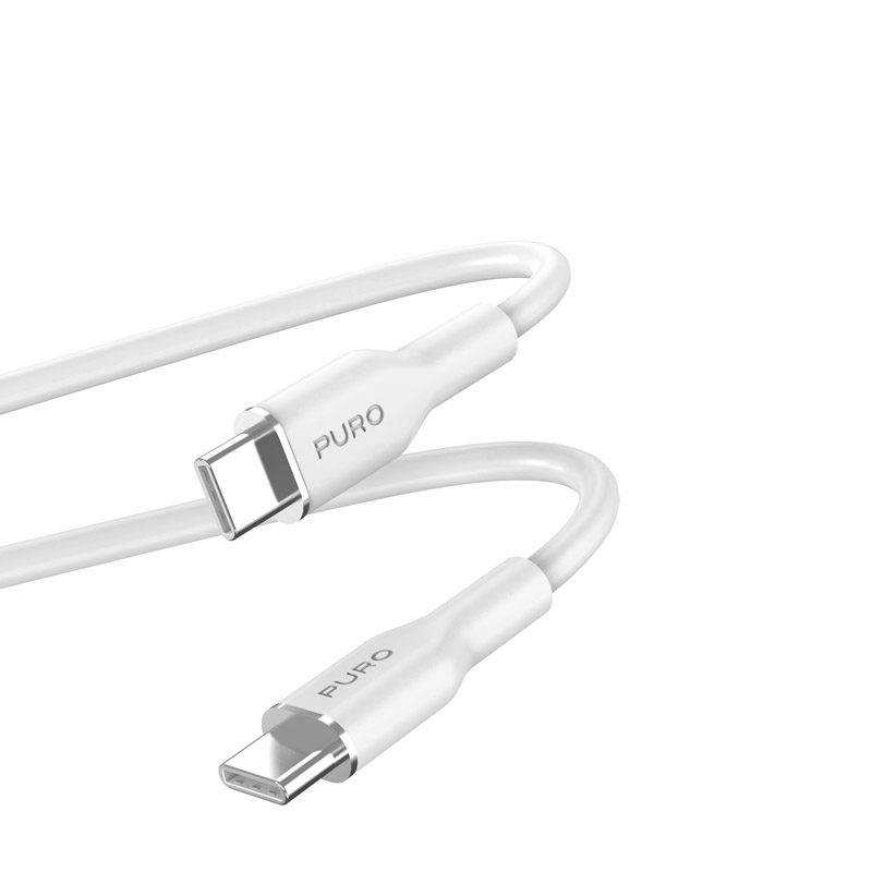 Силиконовый кабель Puro Soft USB-C USB-C 60W 1.5 м - белый