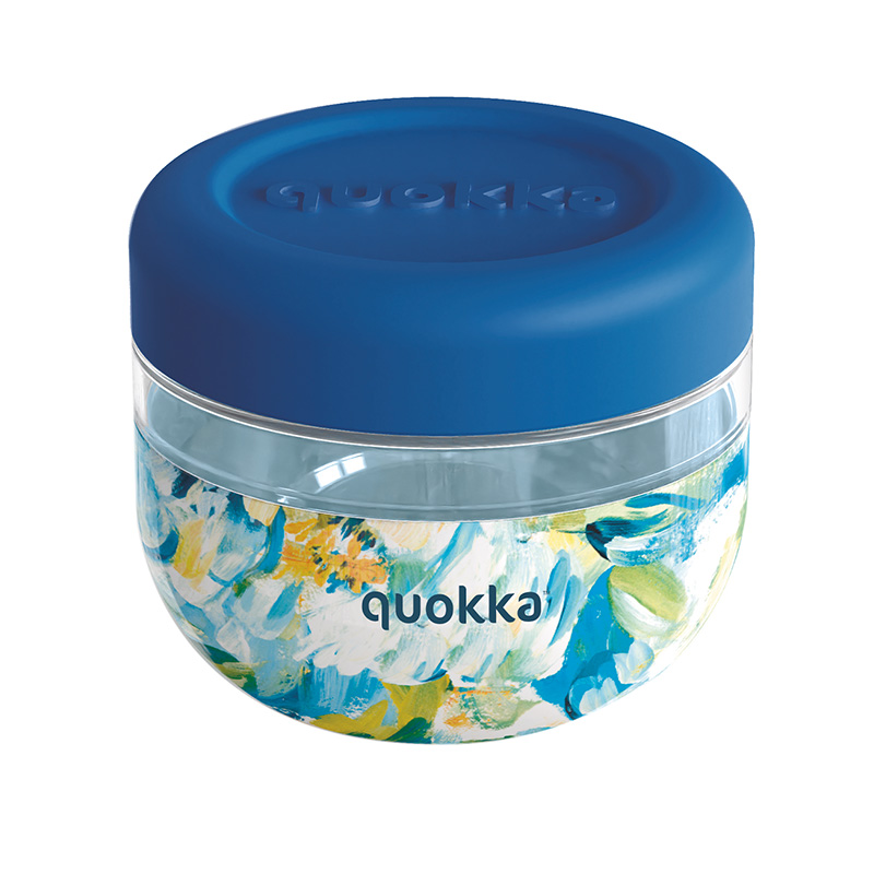 Контейнер для еды Quokka Bubble Food Jar 500 мл, узор «Синие пионы»