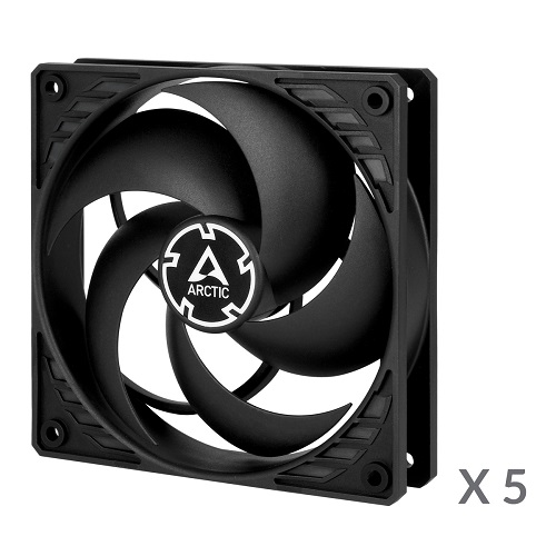 ARCTIC P12 slėgiui optimizuoti ventiliatoriai, 3-pin, 5 vnt. rinkinys, juodi