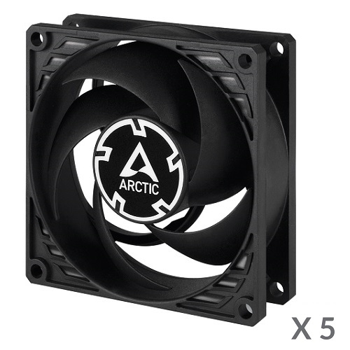 ARCTIC P8 Silent slėgiui optimizuoti tylūs ventiliatoriai, 3-pin, 80mm, juodi, 5 vnt.