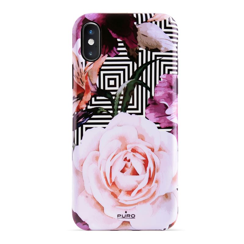 Puro Glam Geo Flowers Pink Peonies dėklas, skirtas iPhone XS Max