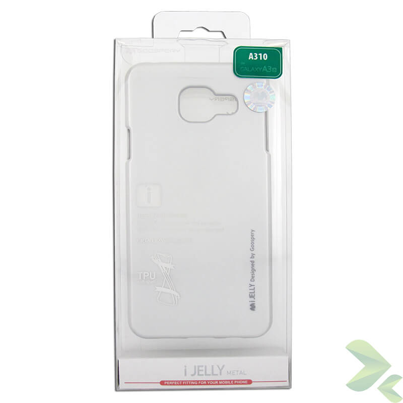 Mercury I-Jelly dėklas, skirtas Samsung Galaxy A3 (2016), sidabro spalvos