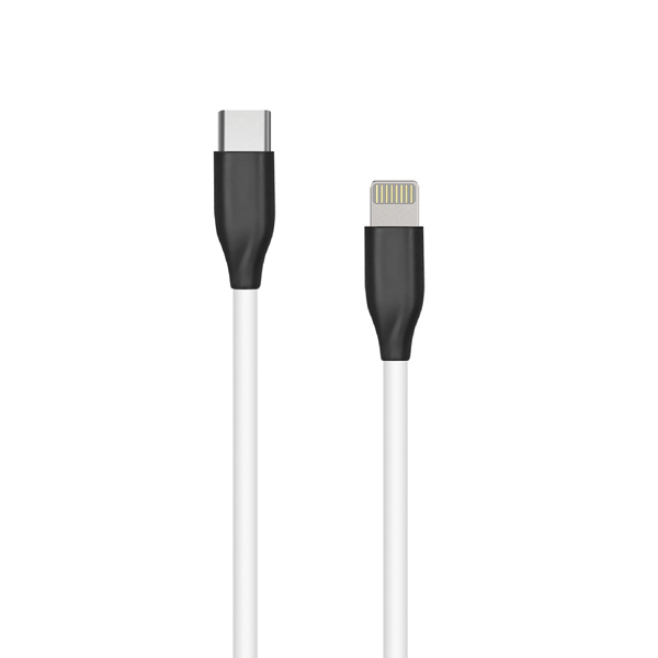 Силиконовый кабель USB Type-C - Lightning, белый, 1м