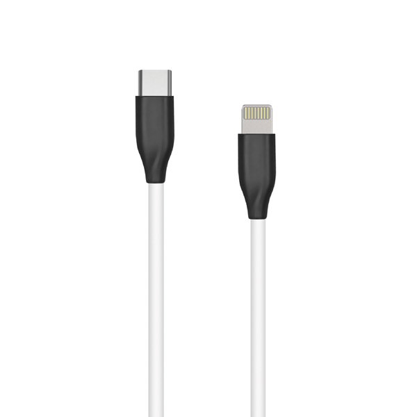 Силиконовый кабель USB Type-C - Lightning, 2м, белый