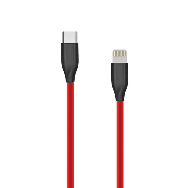 Силиконовый кабель USB Type-C - Lightning, 2м, красный