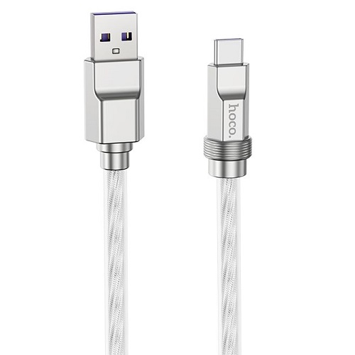 Силиконовый кабель HOCO Type-A - Type-C, 100W, прозрачный, 1м