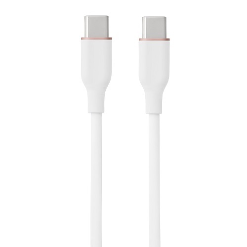 Silikoninis kabelis USB Type-C - Type-C, 60W (baltas, 3m)