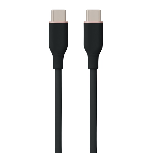 Silikoninis kabelis USB Type-C - Type-C, 100W (juodas, 2m)